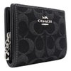 コーチ アウトレット 二つ折り財布 レディース スナップ ウォレット・シグネチャー デニム ブラック COACH OUTLET CDF22 SVBK