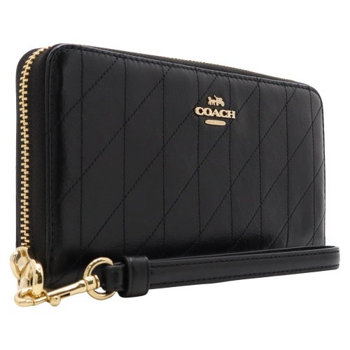 コーチ アウトレット 長財布 レディース ロング ジップ アラウンド ウォレット・キルティング ブラック COACH OUTLET CEL63 IMBLK
