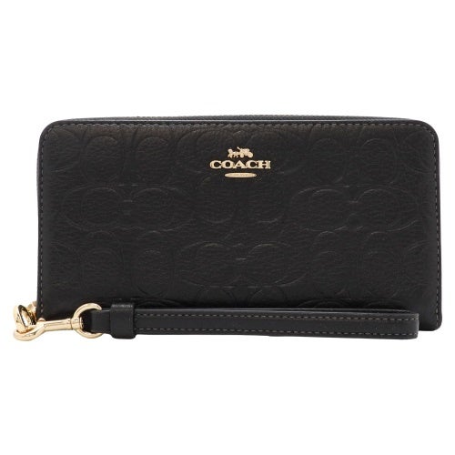 コーチ アウトレット 長財布 レディース ロング ジップ アラウンド ウォレット・シグネチャー レザー ブラック COACH OUTLET CEW21 IMBLK