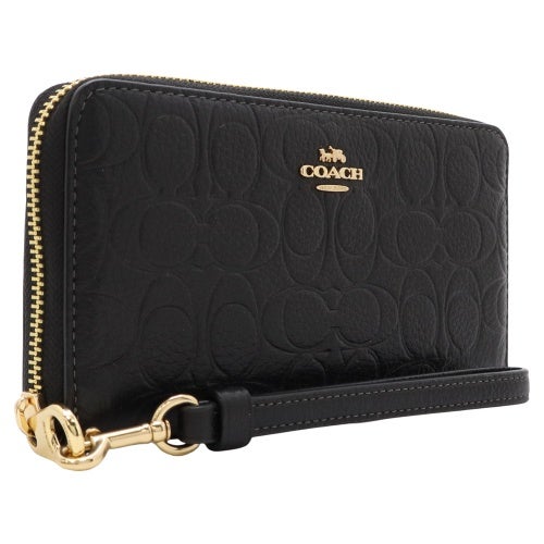 コーチ アウトレット 長財布 レディース ロング ジップ アラウンド ウォレット・シグネチャー レザー ブラック COACH OUTLET CEW21 IMBLK