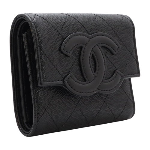 シャネル 三つ折り財布 レディース ブラック CHANEL AP5456 B25537