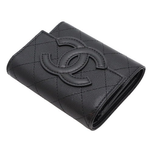 CHANEL ブラック 三つ折り財布 シャネル 三つ折り財布 レディース ブラック CHANEL AP5456 B25537
