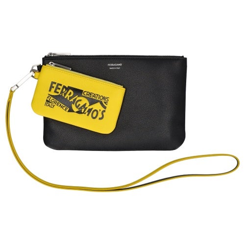 フェラガモ ポーチ メンズ ブラック Salvatore Ferragamo 661466 YELLOW/NERO/NERO