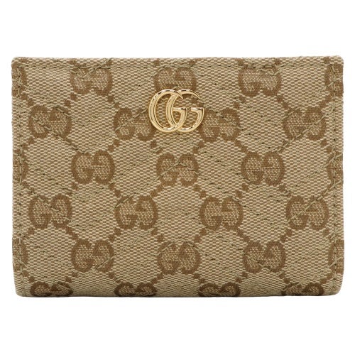グッチ 二つ折り財布 レディース GGマーモント スモールウォレット ブラウン GUCCI 773427 FAF05 9651 VINTAG.SAND/DK BROWN