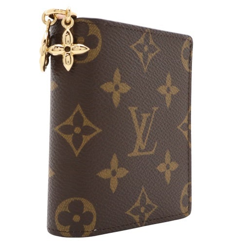 ルイヴィトン 二つ折り財布 モノグラム ポケットウォレット・LV チャーム ピンク LOUIS VUITTON M29059 コンフェッティピンク