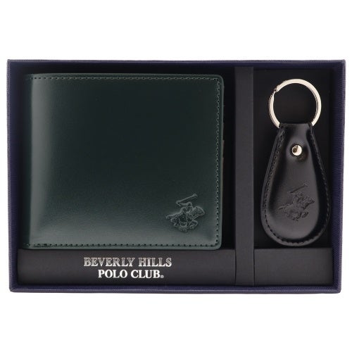 ビバリーヒルズポロクラブ 二つ折り財布 メンズ グリーン BEVERLY HILLS POLO CLUB BHS-M1001 Ｄグリーン/ブラック