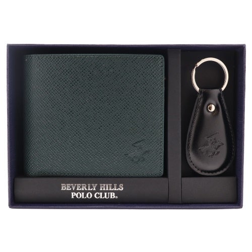 ビバリーヒルズポロクラブ 二つ折り財布 メンズ グリーン BEVERLY HILLS POLO CLUB BHS-M1002 Ｄグリーン/ブラック