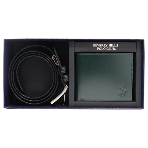 ビバリーヒルズポロクラブ 二つ折り財布 メンズ グリーン BEVERLY HILLS POLO CLUB BHS-M2001 Ｄグリーン/ブラック