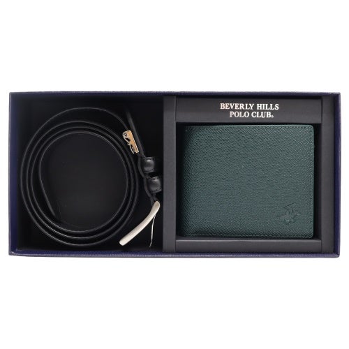 ビバリーヒルズポロクラブ 二つ折り財布 メンズ グリーン BEVERLY HILLS POLO CLUB BHS-M2002 Ｄグリーン/ブラック