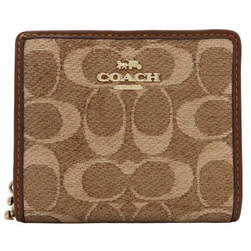コーチ アウトレット 二つ折り財布 レディース スナップ ウォレット・シグネチャー シェニール ブラウン COACH OUTLET CCQ32 IMYN0
