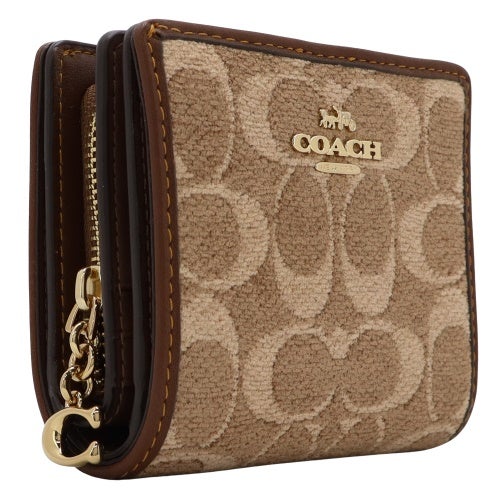 コーチ アウトレット 二つ折り財布 レディース スナップ ウォレット・シグネチャー シェニール ブラウン COACH OUTLET CCQ32 IMYN0