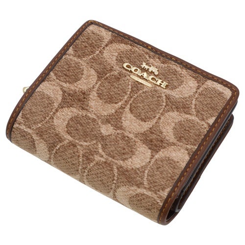 コーチ アウトレット 二つ折り財布 レディース スナップ ウォレット・シグネチャー シェニール ブラウン COACH OUTLET CCQ32 IMYN0