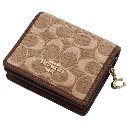 コーチ アウトレット 二つ折り財布 レディース スナップ ウォレット・シグネチャー シェニール ブラウン COACH OUTLET CCQ32 IMYN0